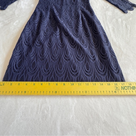 Lilly Pulitzer Hera Lace Dress True Navy Two Tone Feather Lace Size 0 - Picture 14 of 16